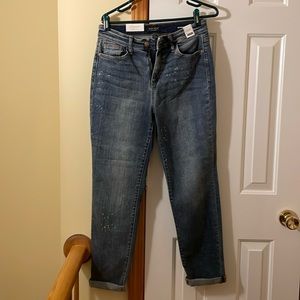 Judy Blue boyfriend fit high waist bleach splatter jeans